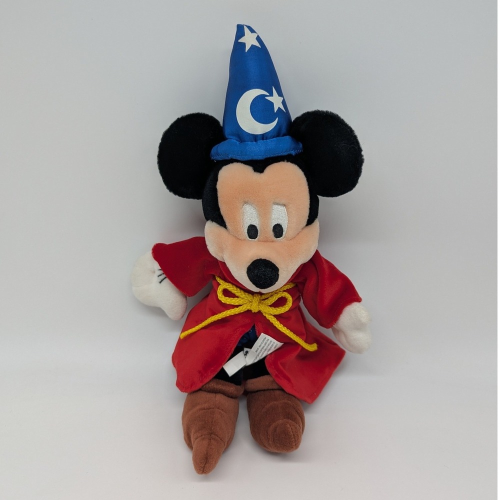 Disney World Sorcerer Mickey Mouse Plush 12" Fantasia Wizard Bean Bag Stuffed